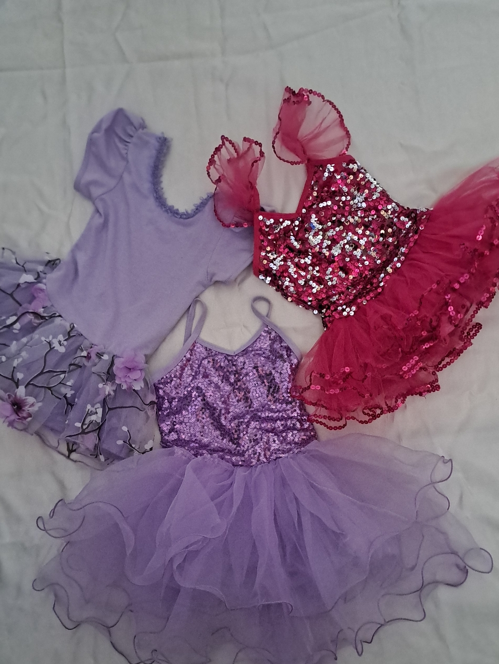 Wenchoic Set of 3 Girls Lavender and Hot Pink Sequin Tutu Dance Dresses - Kids